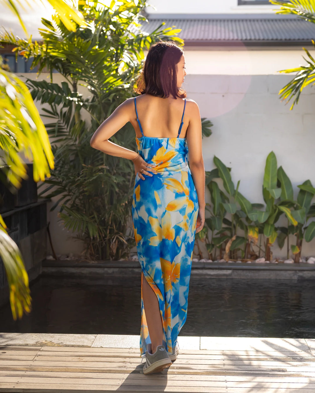 Robe jaune floral longue femme CHIC &amp; TOI La Réunion