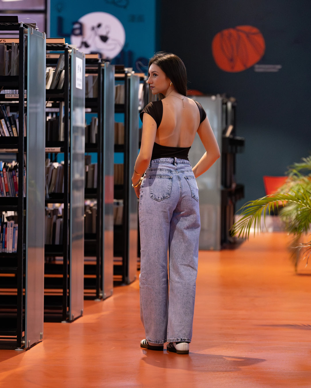 Jeans bleu denim wide leg taille haute femme CHIC &amp; TOI La Réunion