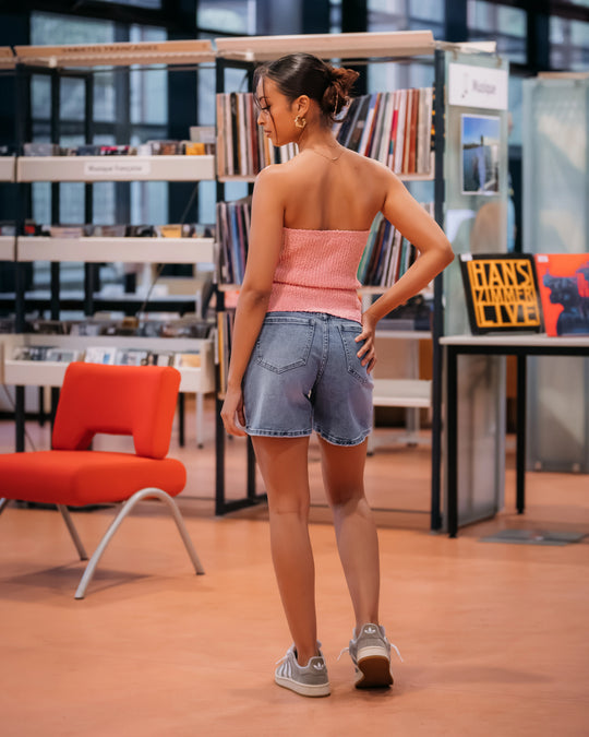 Short jeans bleu taille haute femme CHIC &amp; TOI La Réunion