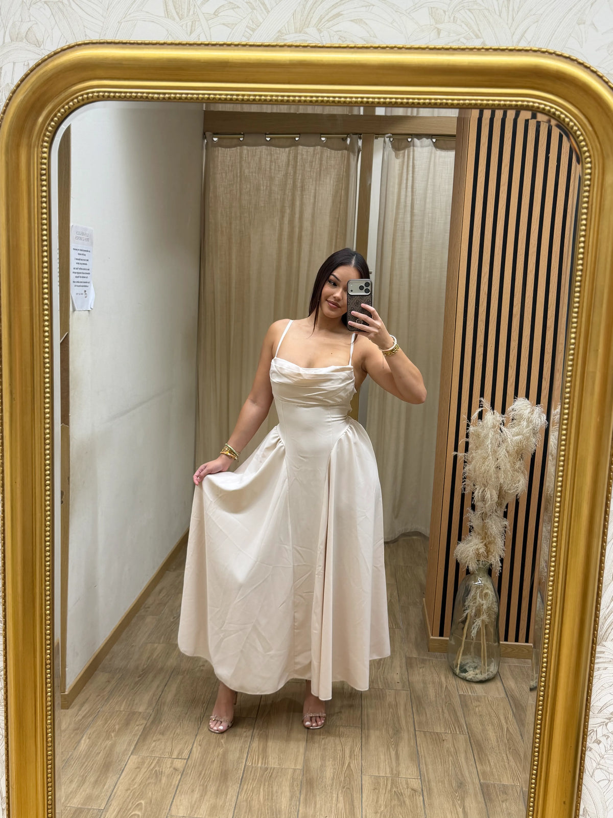 Robe longue coupe affirmée Delia beige femme CHIC & TOI La Réunion