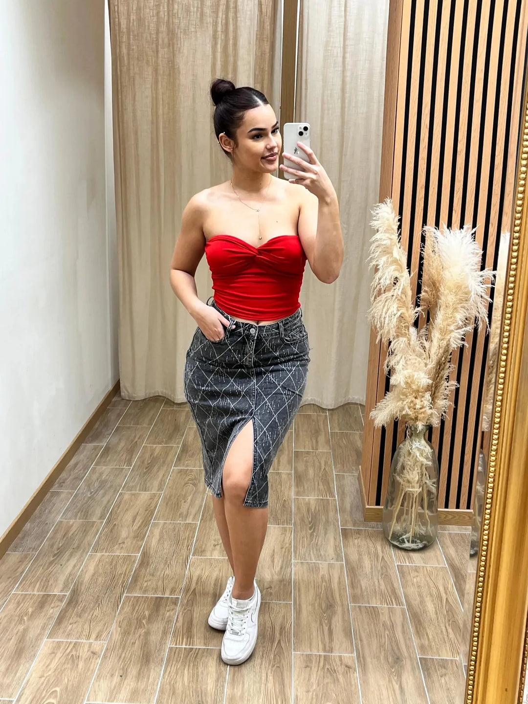 Jupe mi-longue M66103 féminine élégante – Chic &amp; Toi La Réunion