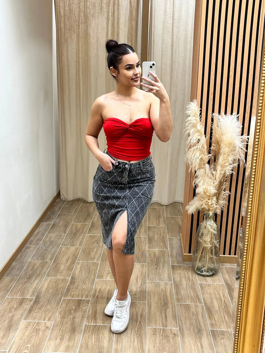 Jupe mi-longue M66103 féminine élégante – Chic &amp; Toi La Réunion
