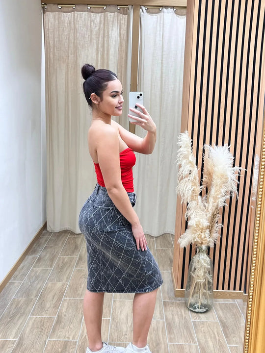 Jupe mi-longue M66103 coupe moderne femme – boutique mode Réunion