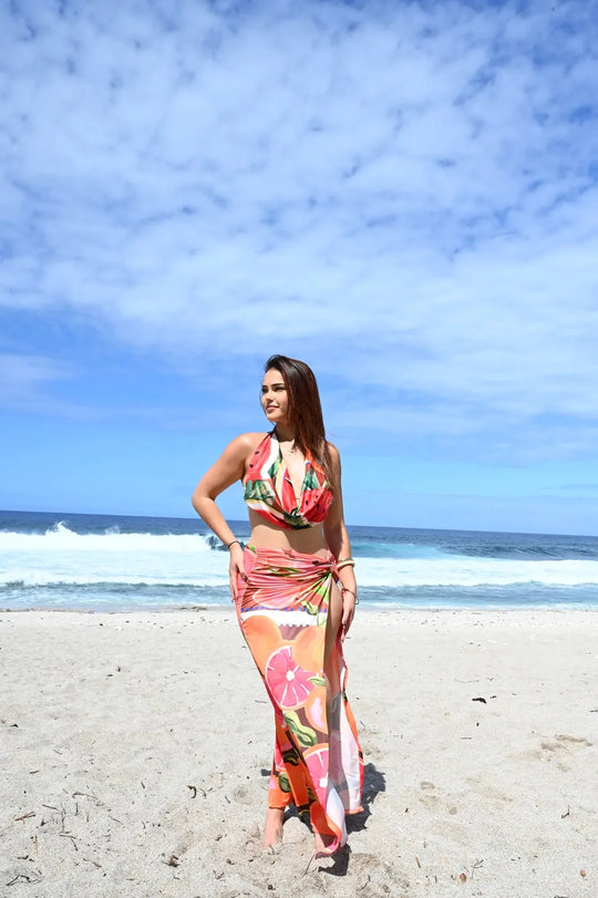 Ensemble jupe Krystina imprimé exotique femme – Chic &amp; Toi La Réunion