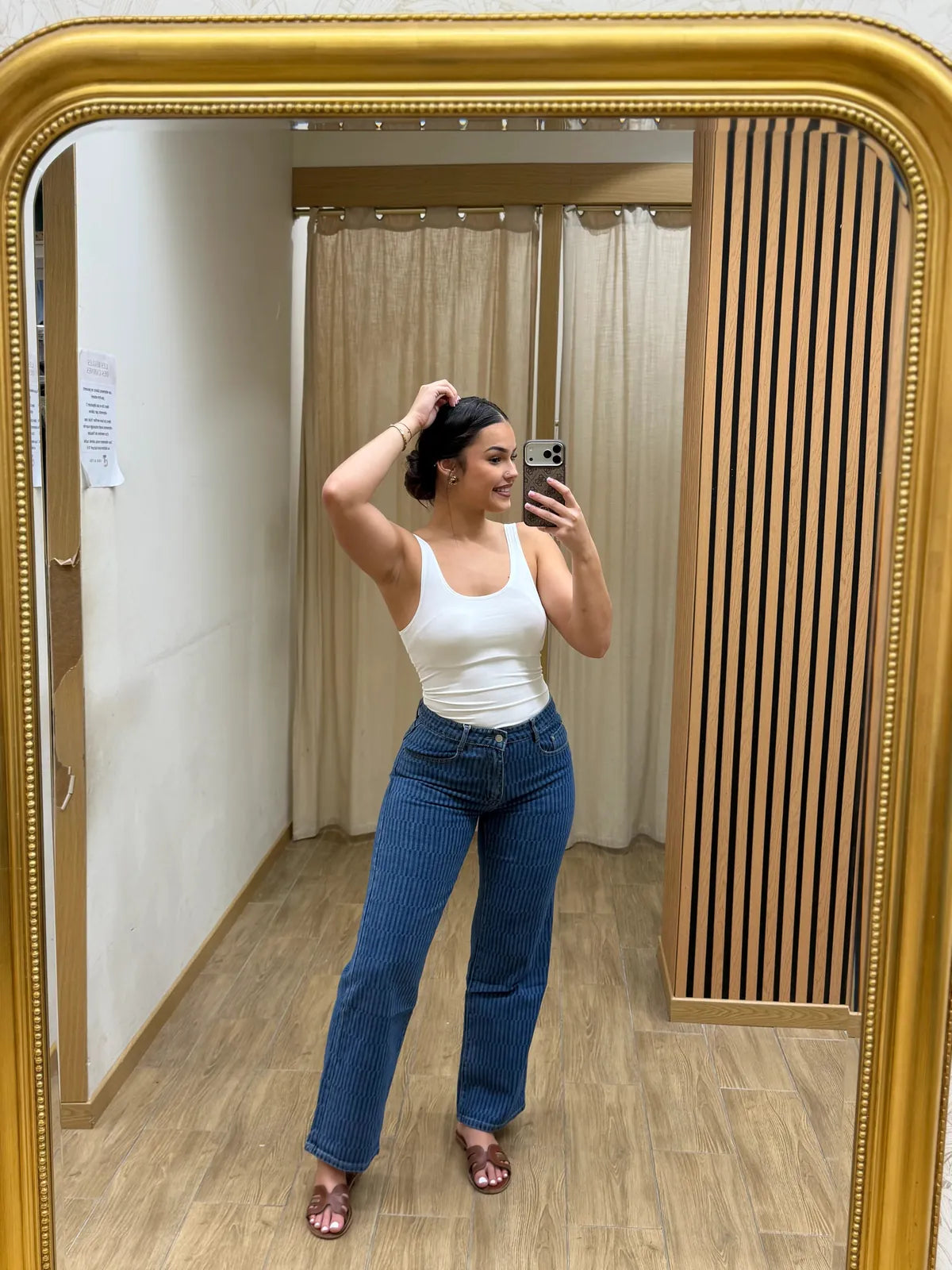 Jean M66235 rayé indigo coupe classique femme